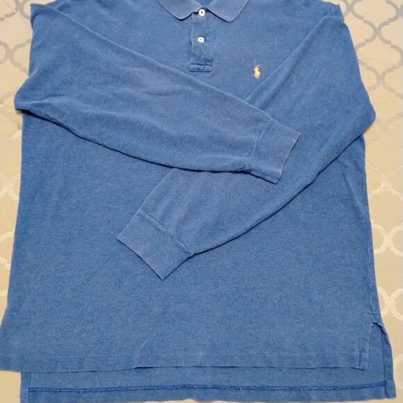 Ralph Lauren Long Sleeve Knit Polo Shirt Men's Large Bright Blue - Picture 3 of 7